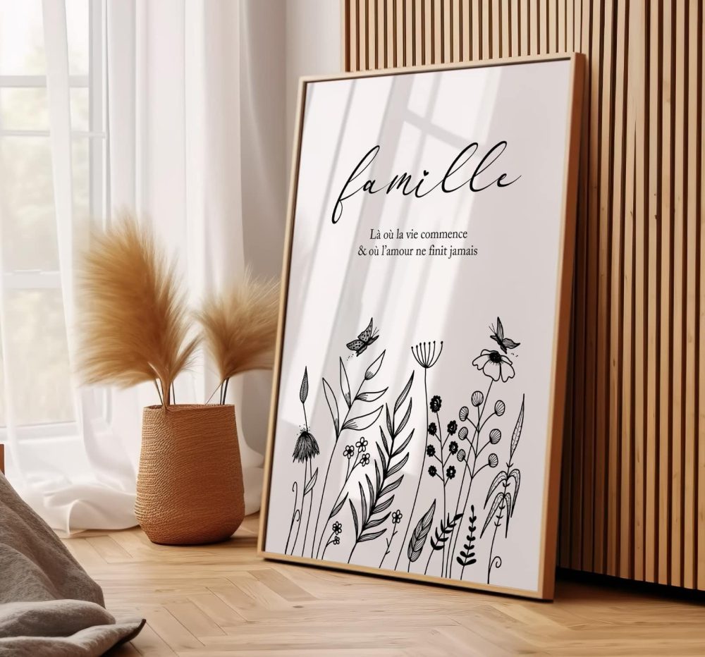 Affiche famille citation la ou la vie commence et l'amour ne finit jamais