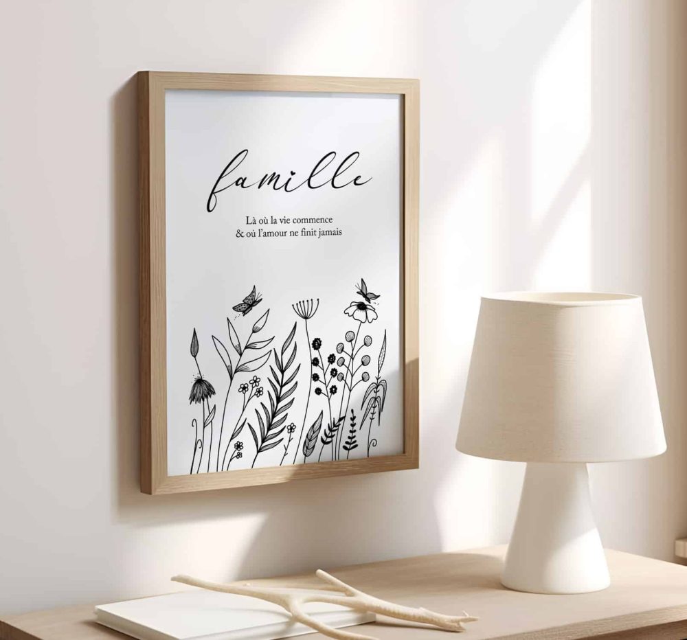 Affiche famille citation la ou la vie commence et l'amour ne finit jamais