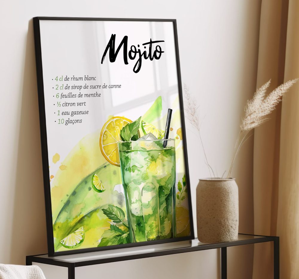 Affiche cocktail Mojito recette