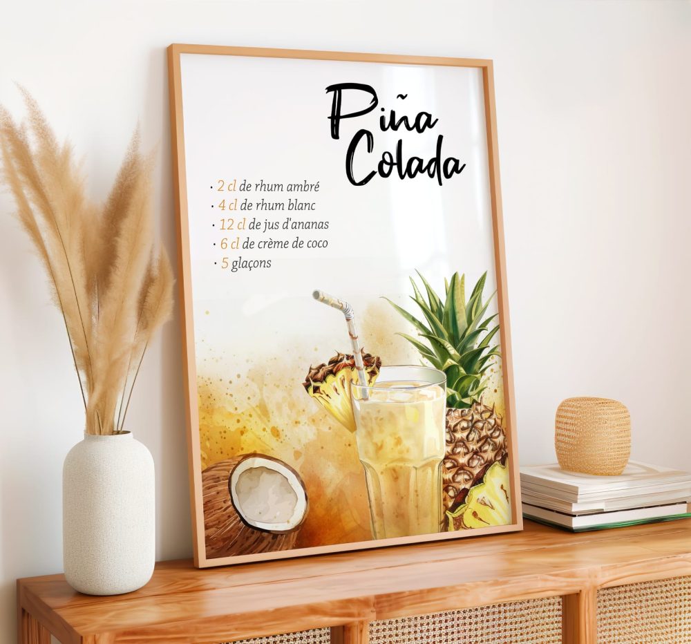Affiche cocktail Pina Colada recette