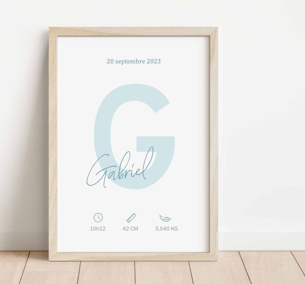 Affiche naissance majuscule