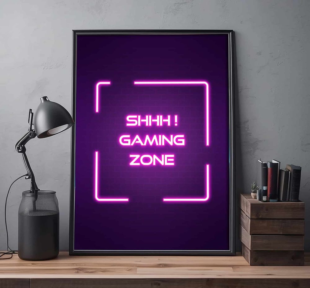 Affiche néon gamer personnalisable