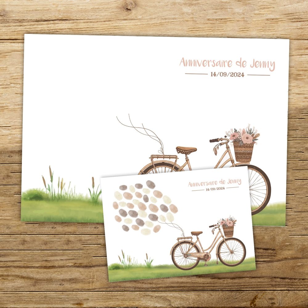 Affiche vélo vintage mariage baptême anniversaire