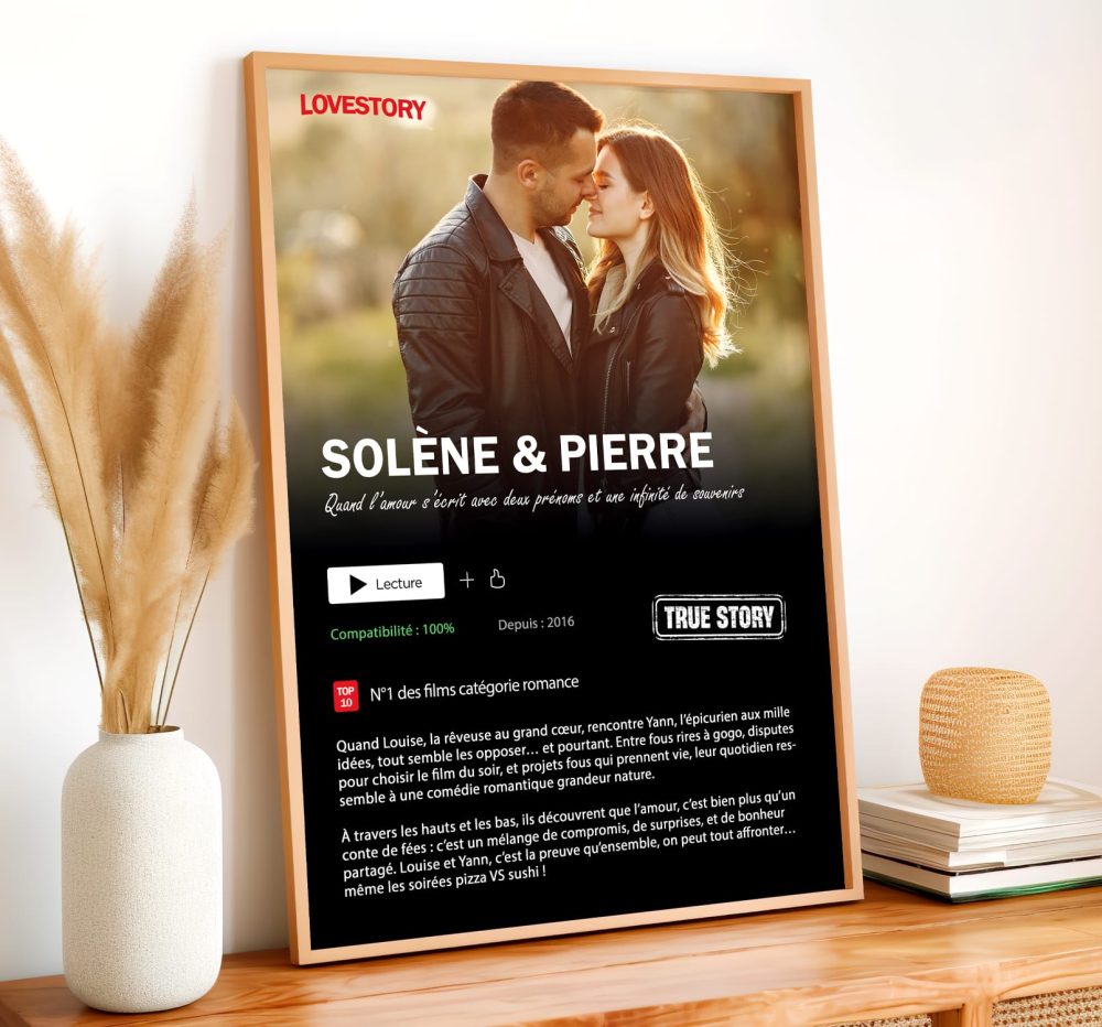 Affiche Netflix couple à personnaliser