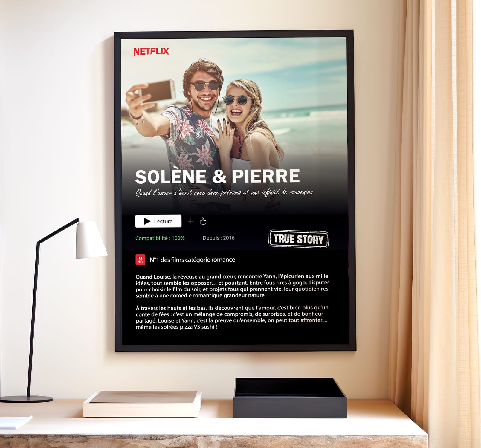 Affiche Netflix couple à personnaliser saint-valentin