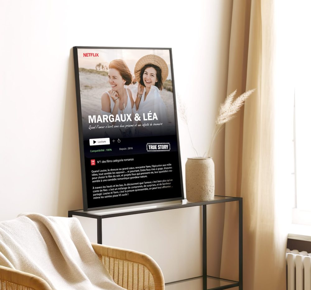Affiche Netflix couple à personnaliser