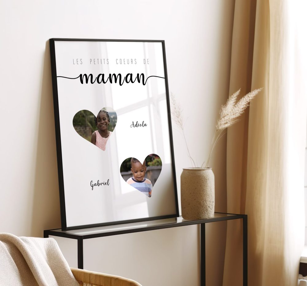 Affiche famille petits coeur personnalisable