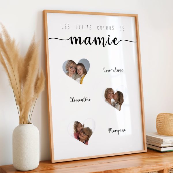 Affiche famille petits coeur personnalisable fête des mamies