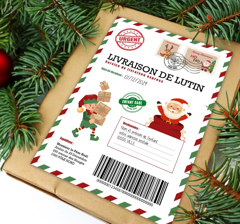 Étiquette d’expédition lutin farceur à imprimer