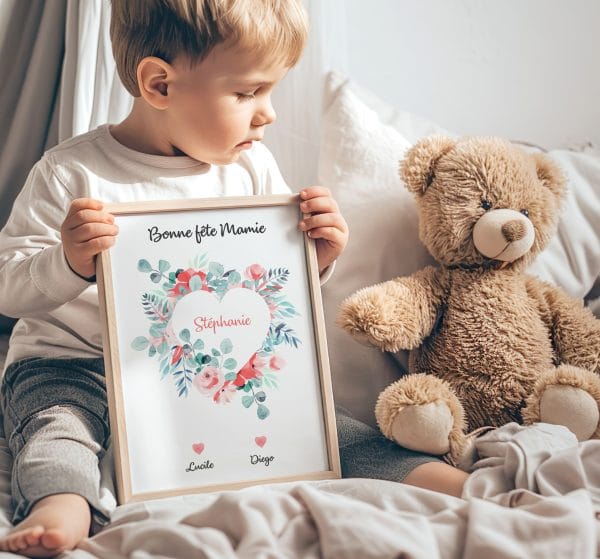 Affiche fête des mamies avec empreintes idée cadeau fête des mamies