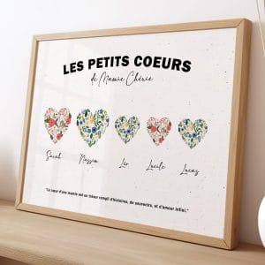 Affiche fête des mamies personnalisée coeurs