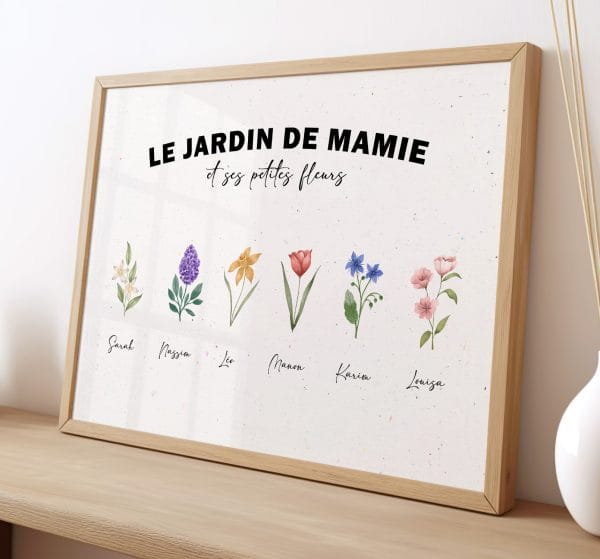 Affiche le jardin de mamie, idée cadeau fête des mamies, affiche fête des mamies