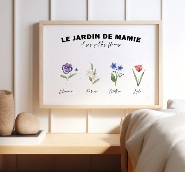 Affiche le jardin de mamie, idée cadeau fête des mamies, affiche fête des mamies