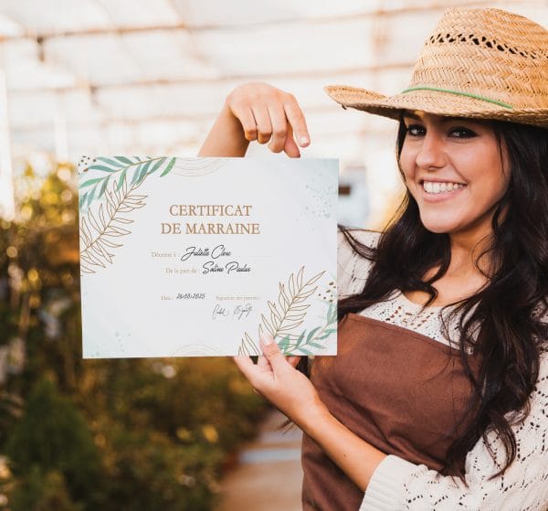 Certificat de marraine, diplôme de marraine