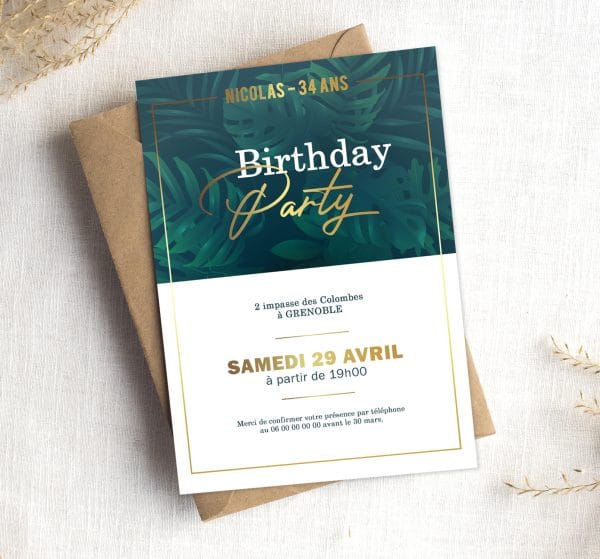 Invitation anniversaire jungle personnalisée à imprimer