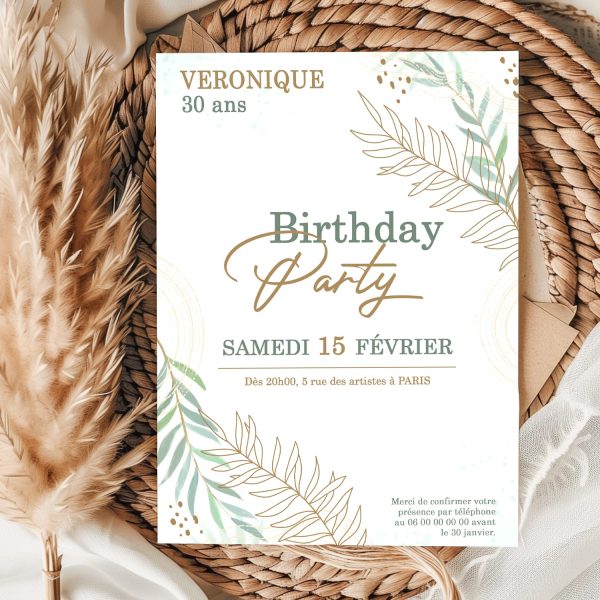 Invitation anniversaire nature personnalisée à imprimer