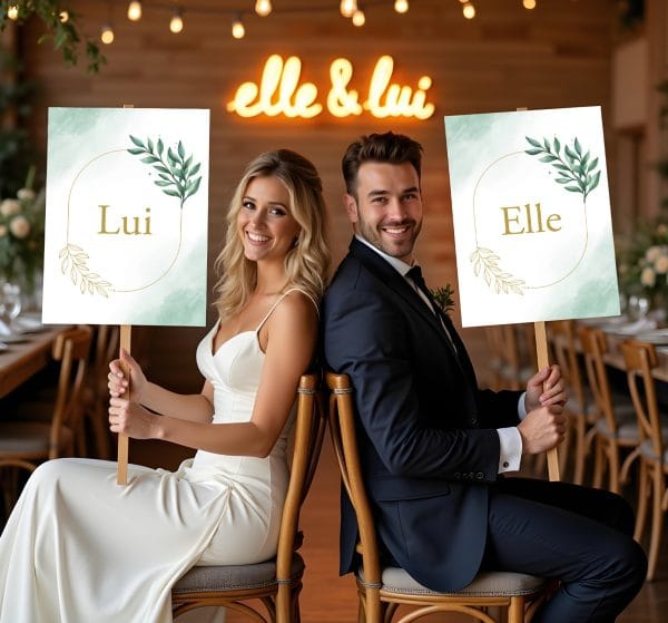 Pancartes jeu mariage elle et lui jeux mariage, DIY jeu Elle et Lui