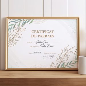 Certificat de Parrain, diplôme de parrain