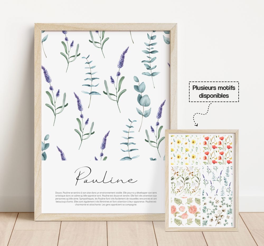 Affiche prénom lavande aquarelle