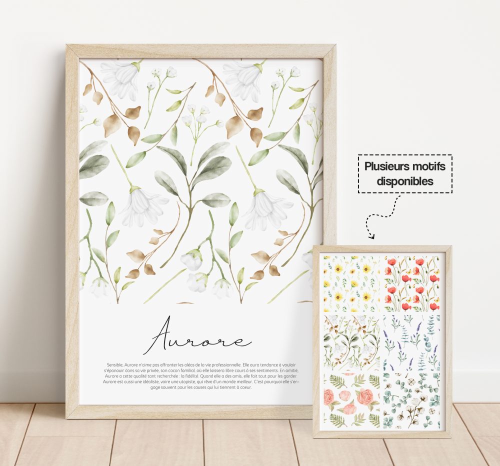Affiche prénom florale