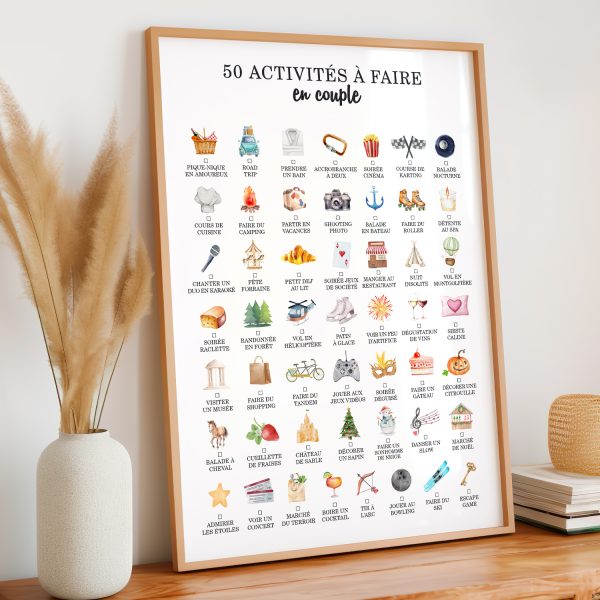 50 activités à faire en couple affiche à cocher