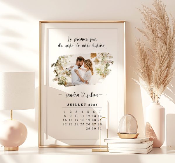 Affiche couple calendrier avec photo