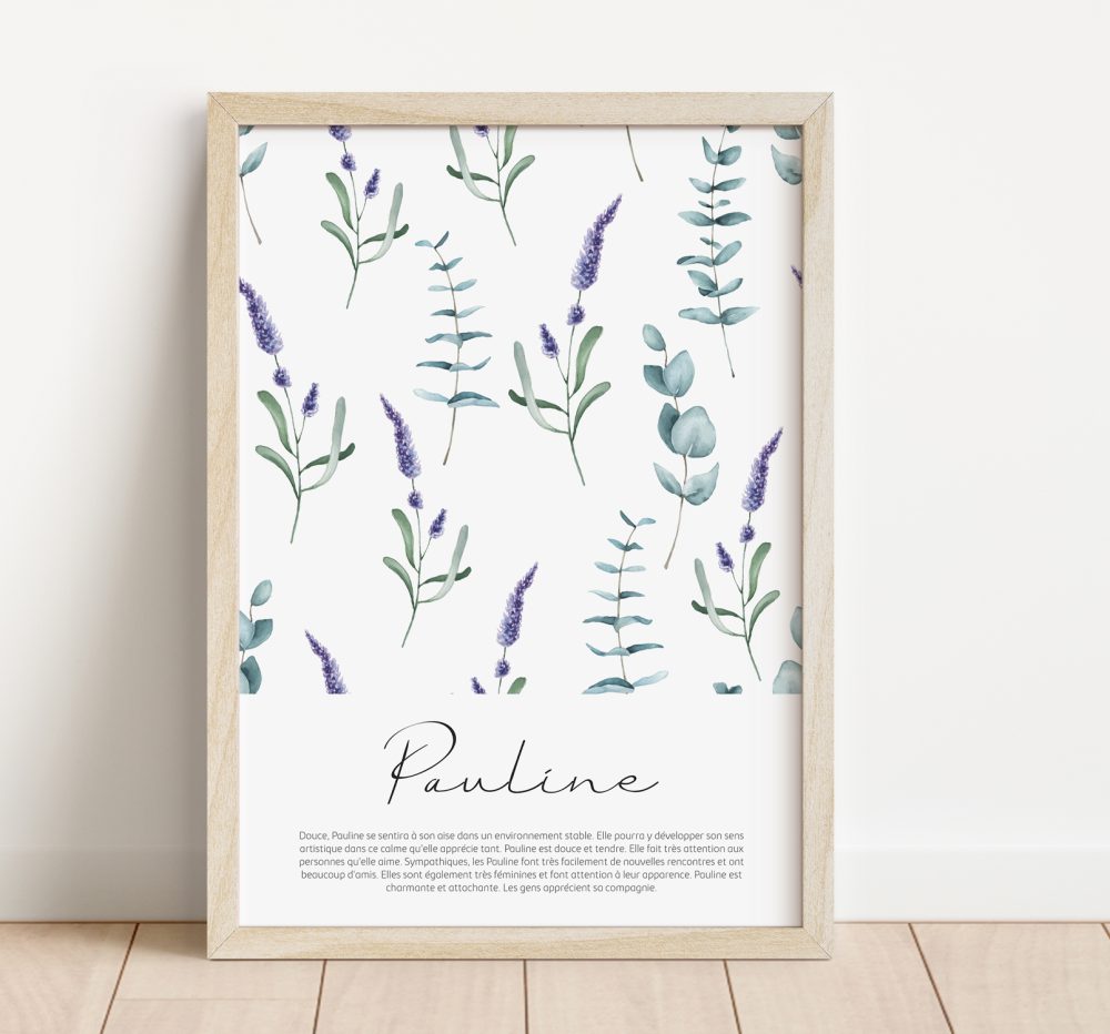 Affiche prénom lavande aquarelle