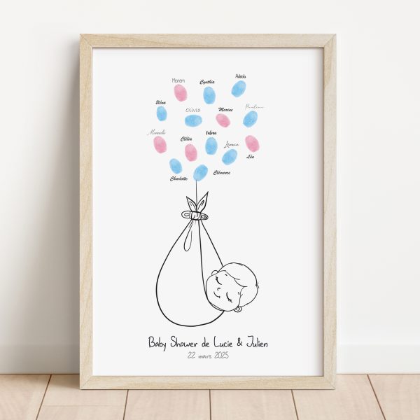 Arbre à empreintes baby shower bébé volant