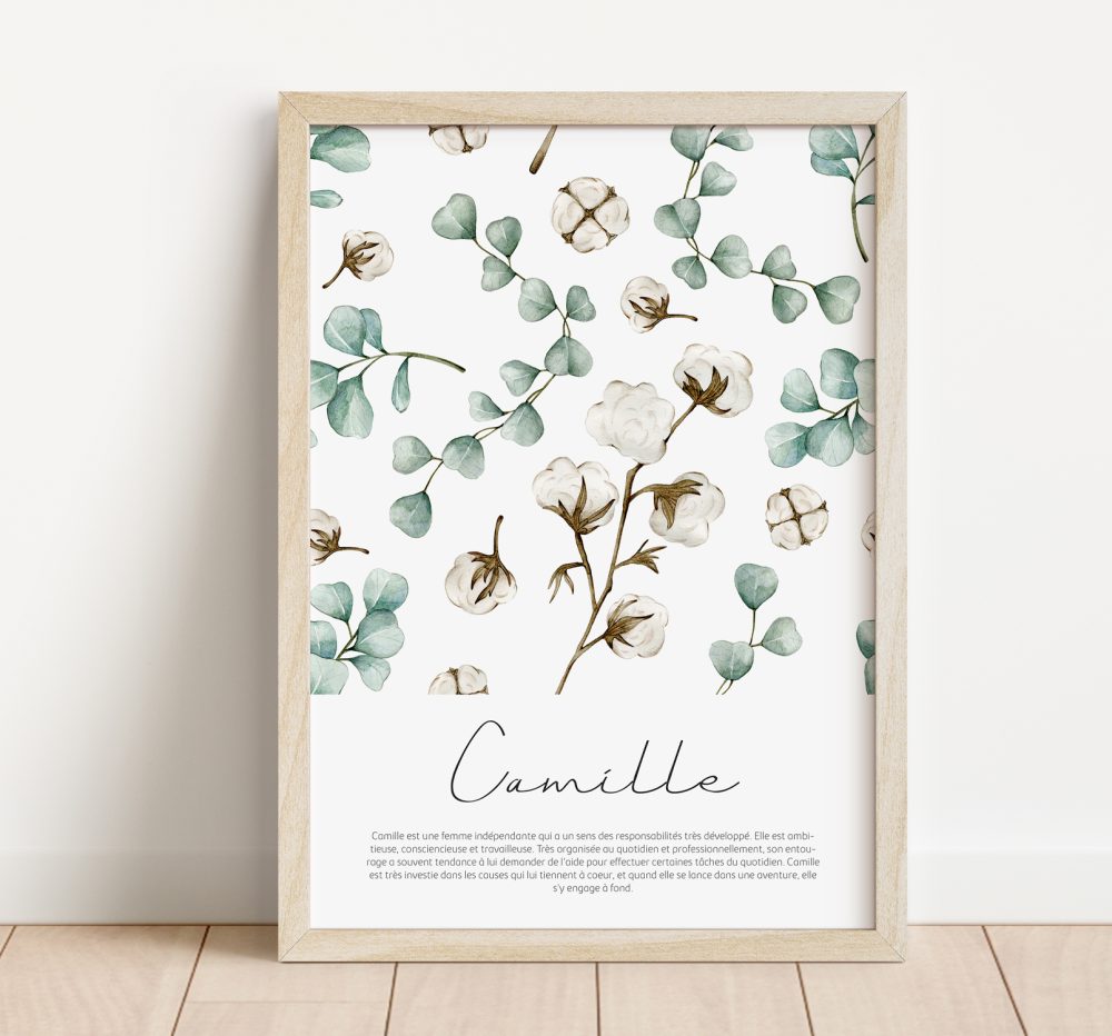 Affiche prénom fleur de coton