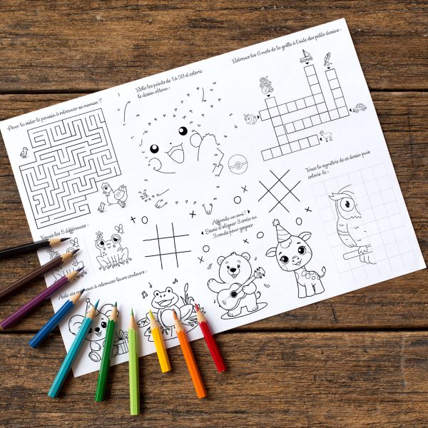 Set de table d'activités pour enfant Mariage anniversaire baptême