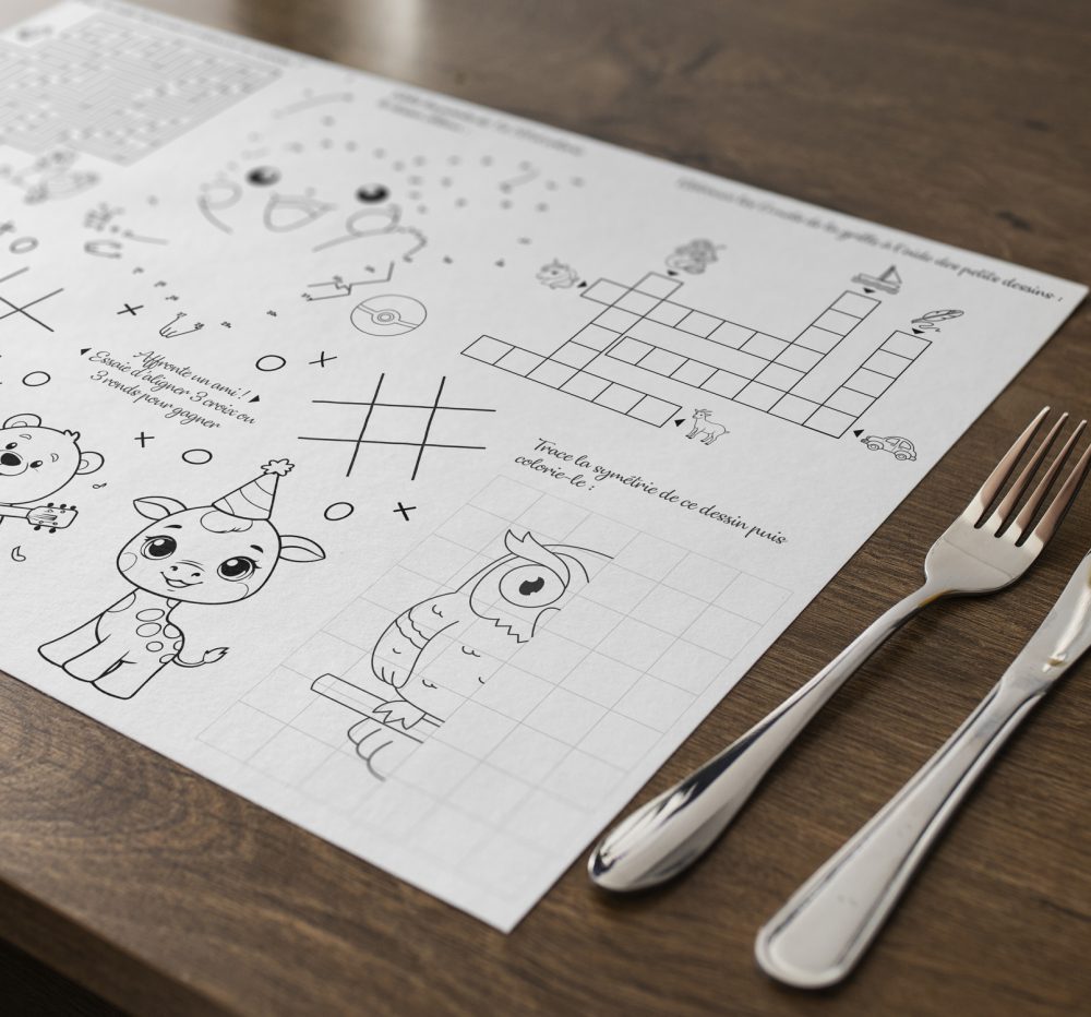 Set de table d'activités pour enfant Mariage, anniversaire, baptême et autres événements