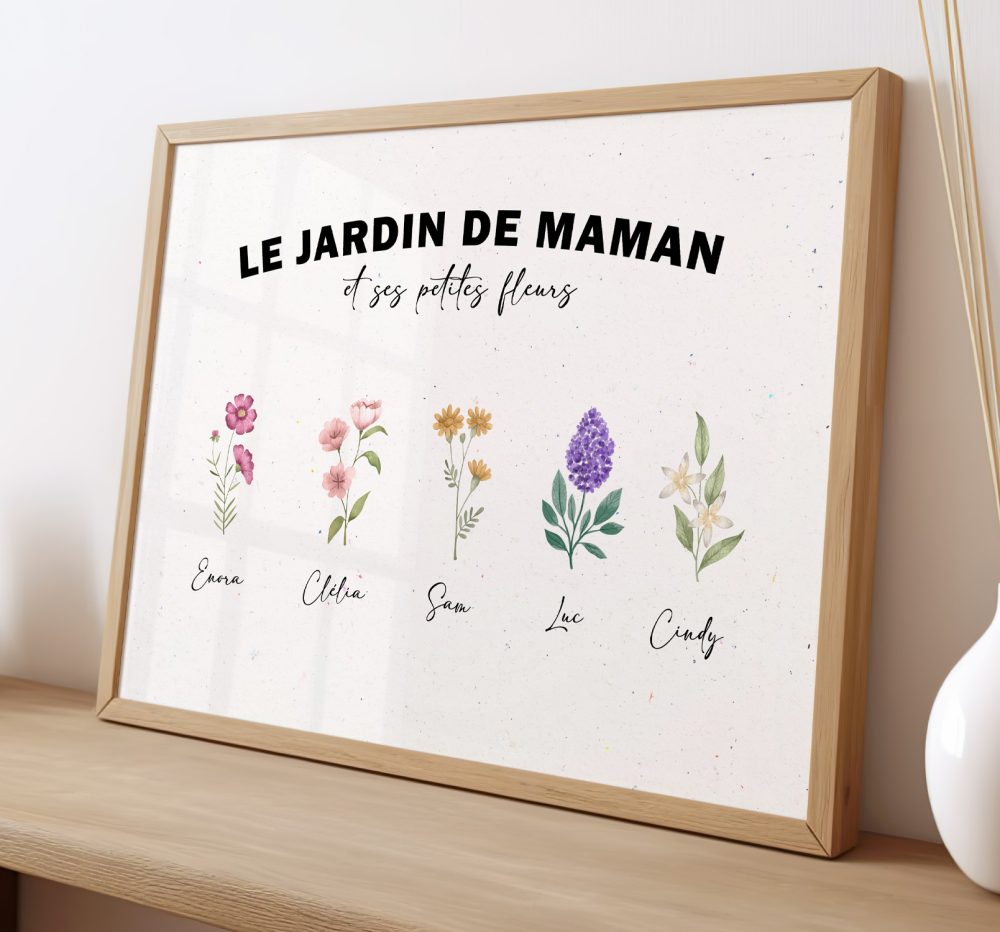 Affiche le jardin de mamie et ses petites fleurs, Affiche fête des mamans