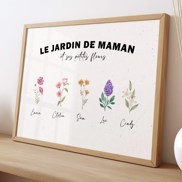 Affiche le jardin de mamie et ses petites fleurs, Affiche fête des mamans