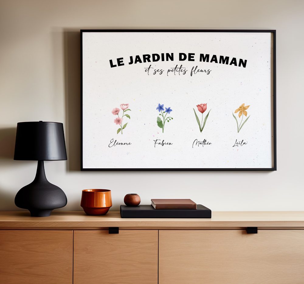 Affiche le jardin de mamie et ses petites fleurs, Affiche fête des mamans
