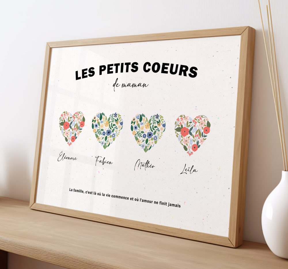 Affiche les petits coeurs de maman, idée cadeau fête des mères, fête des mamans
