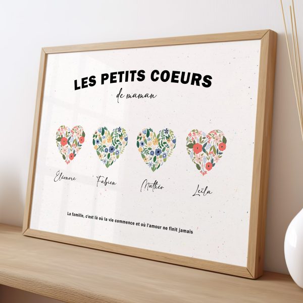 Affiche les petits coeurs de maman, idée cadeau fête des mères, fête des mamans