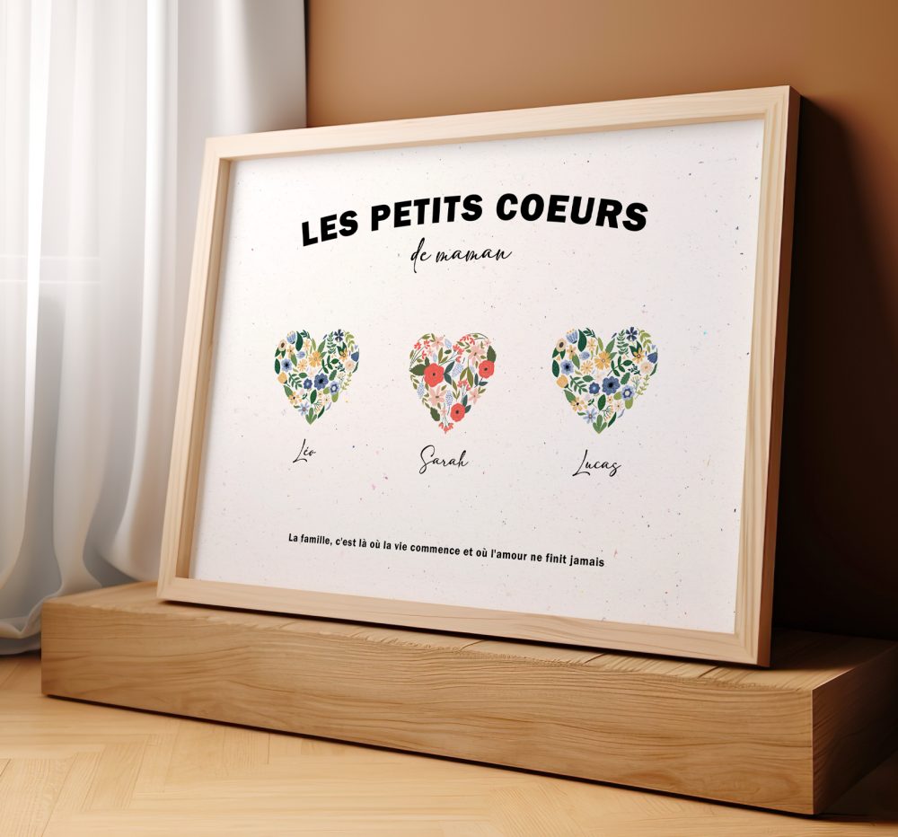 Affiche les petits coeurs de maman, idée cadeau fête des mères, fête des mamans