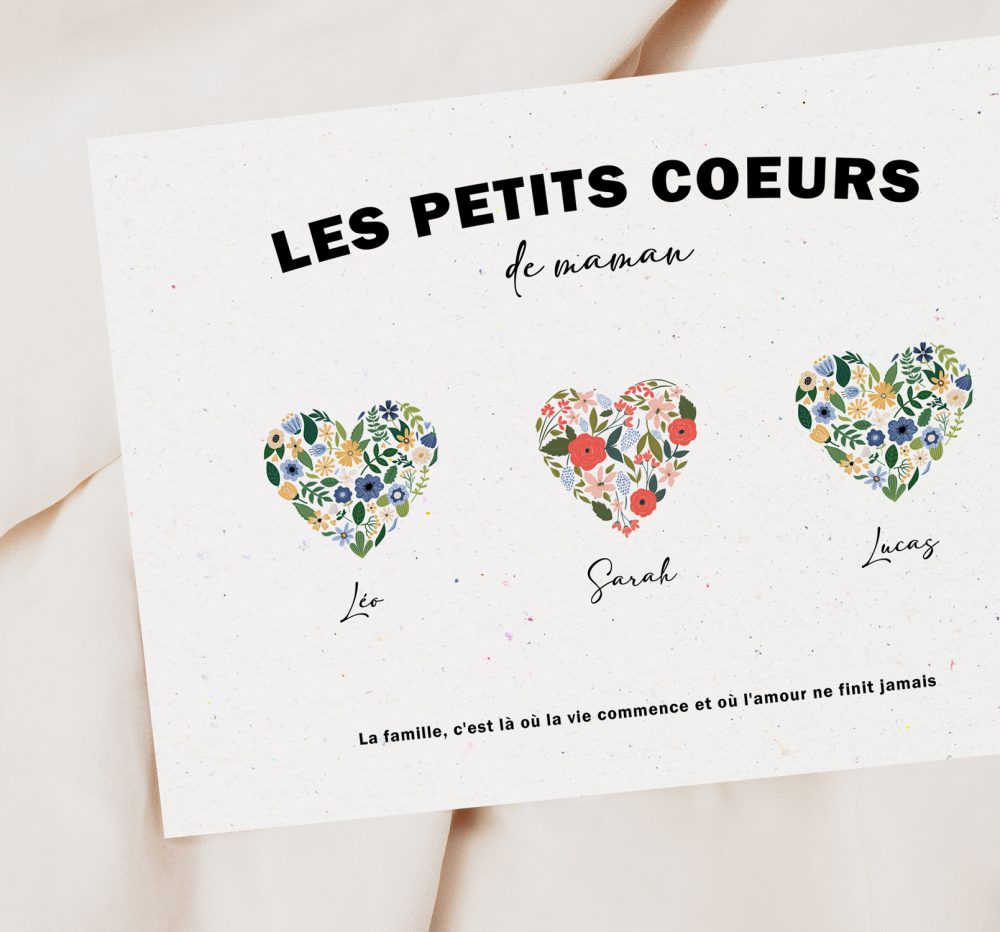 Affiche les petits coeurs de maman, idée cadeau fête des mères, fête des mamans