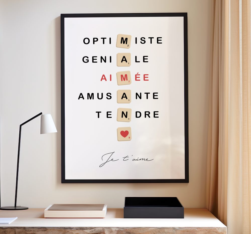 Affiche scrabble maman, idée cadeau fête des mères