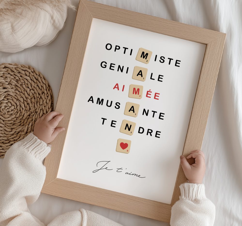 Affiche scrabble maman, idée cadeau fête des mères
