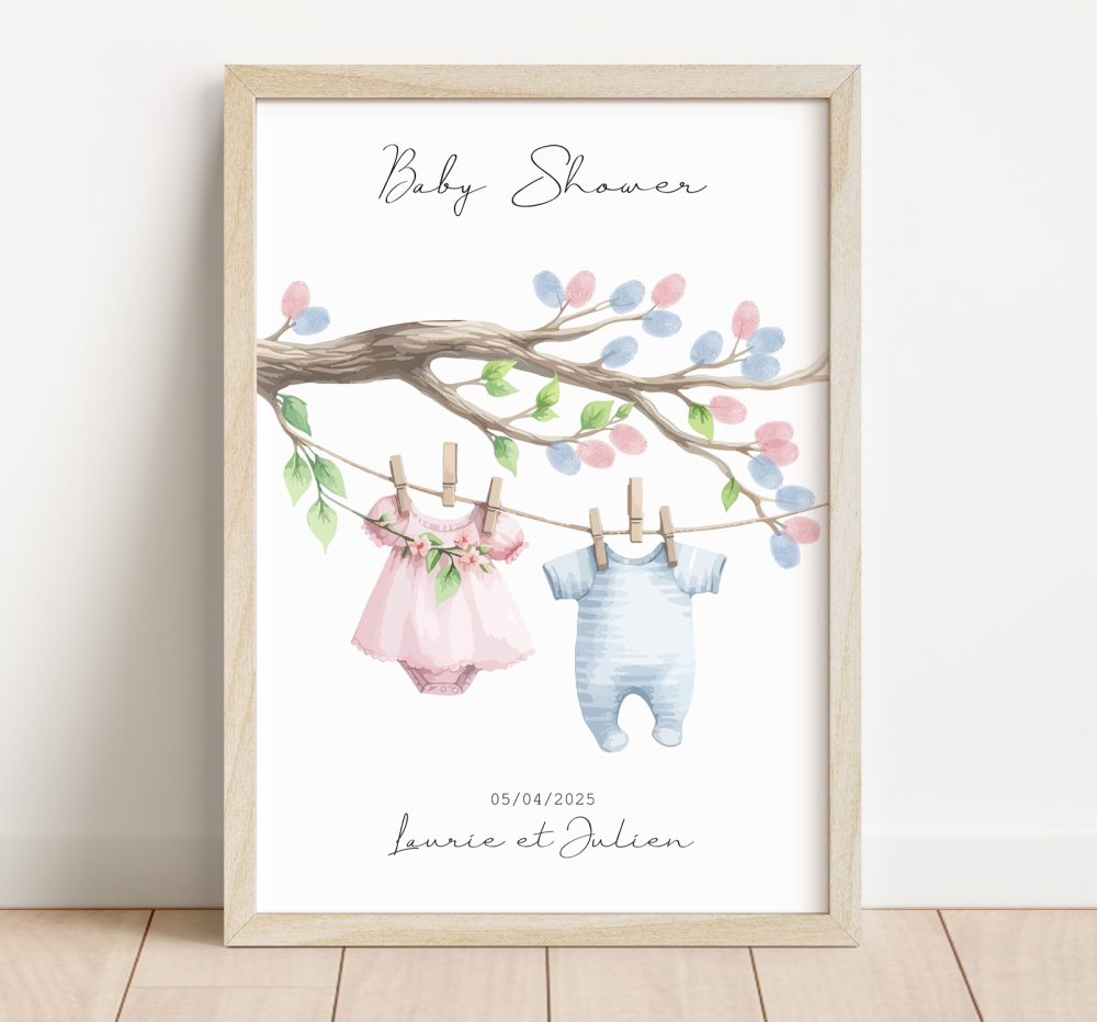 Arbre à empreintes pour baby shower