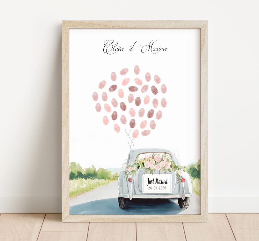 Arbre à empreintes voiture de mariage