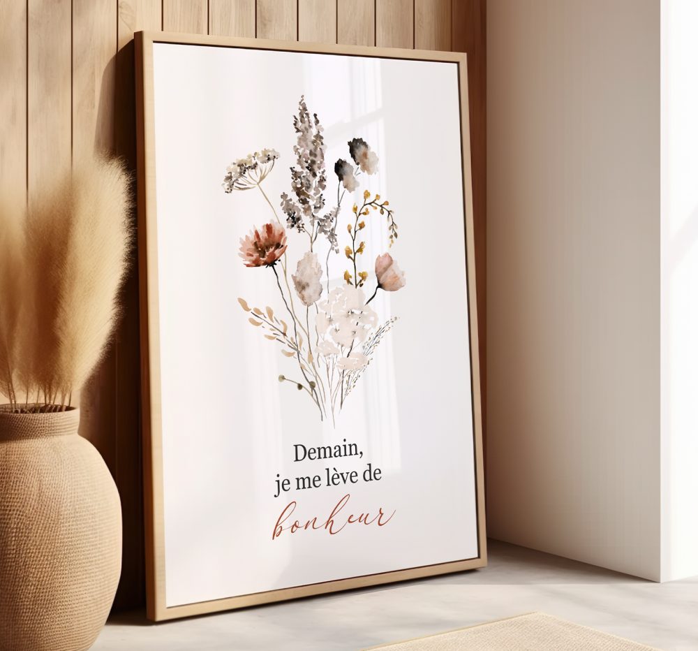 Affiche demain je me lève de bonheur