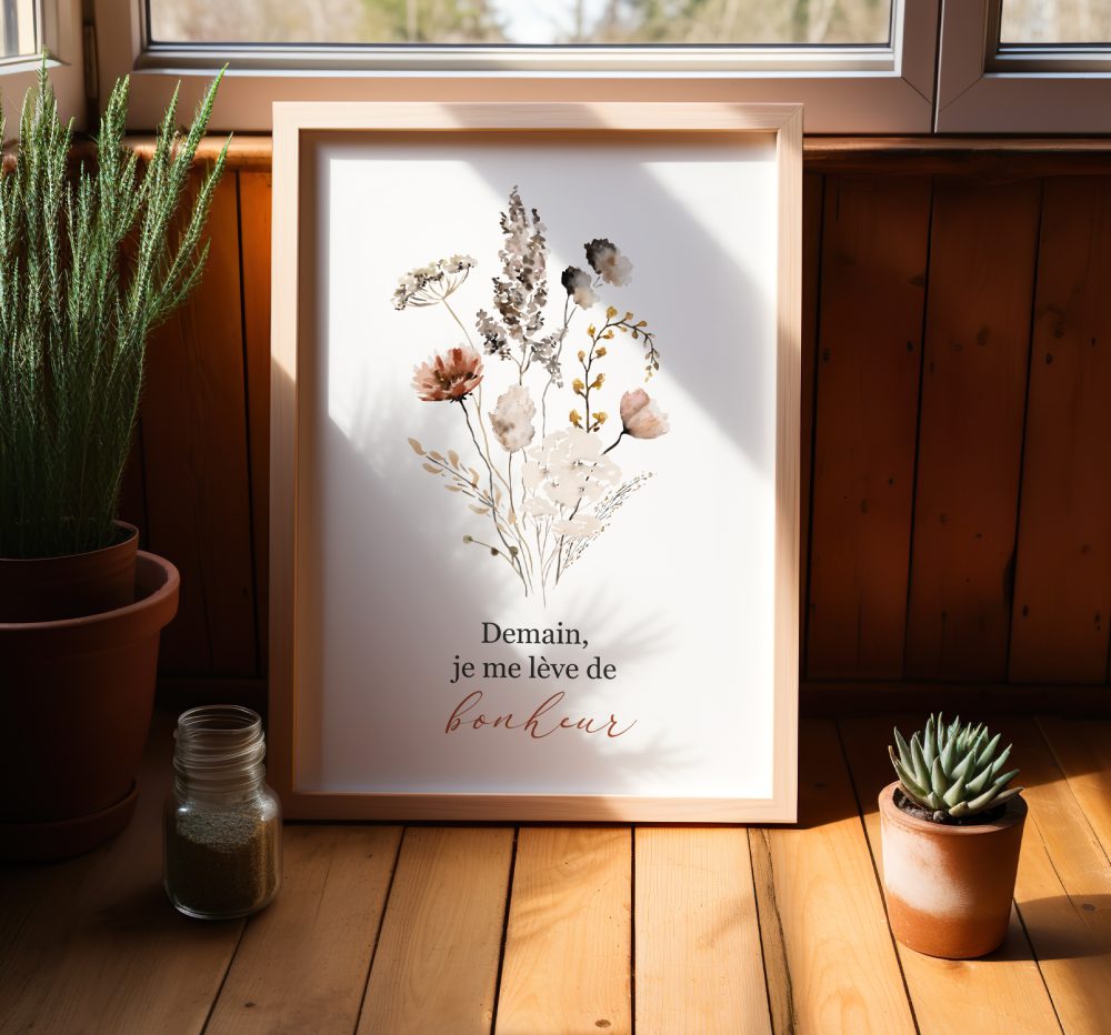 Affiche demain je me lève de bonheur