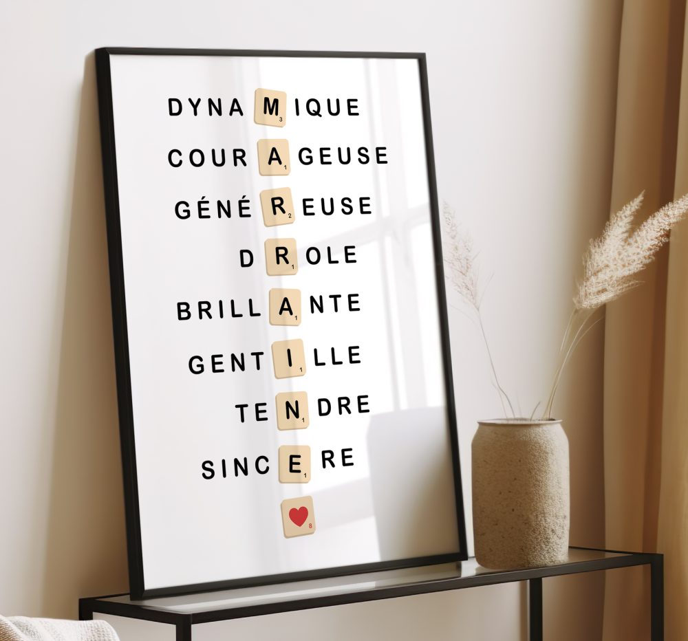 Affiche scrabble marraine