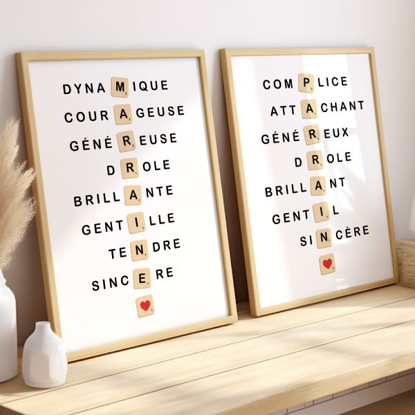 Affiche scrabble parrain et marraine