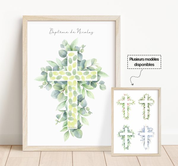Arbre à empreintes communion croix religieuse