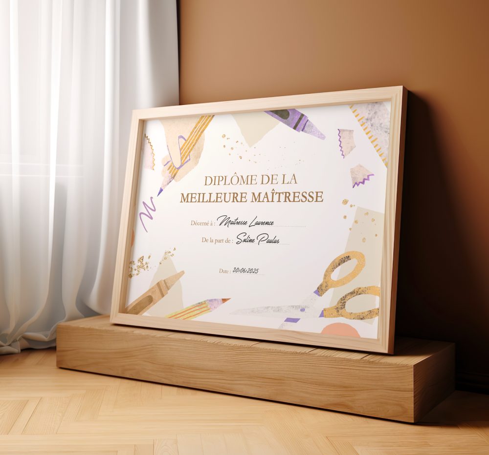 Diplôme de la meilleure maîtresse