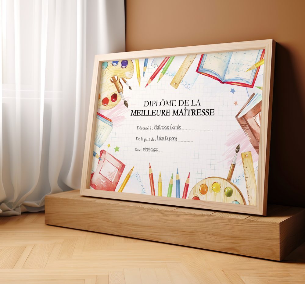 Diplôme de la meilleure maîtresse