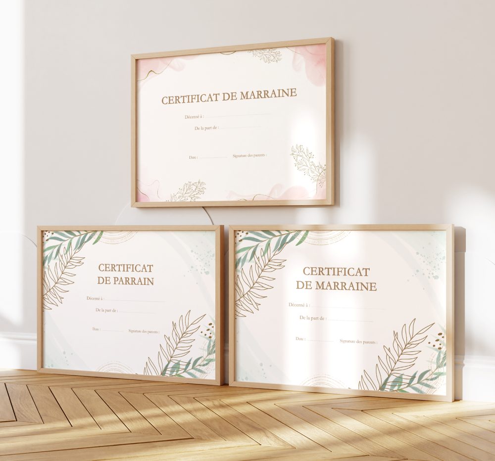 Diplôme de parrain et marraine